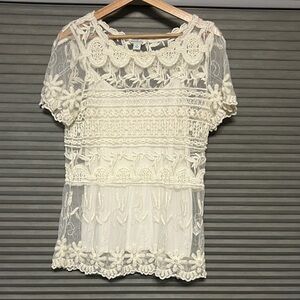 Sundance Cream Lace Blouse Size Small